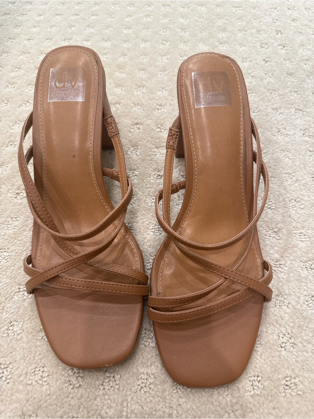 Dolce Vita Hinx Strappy Block Heel Sandals | Tan Square Toe Heels Size 9.5